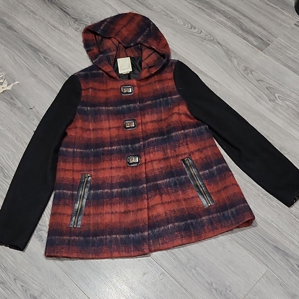 GUC Plaid Anthropologie Sevens Berwick Turnlock Swing Hooded Coat